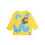 T - shirt gar�on en maille avec poche imprim�e jaune