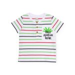 T - shirt gar�on en maille � rayures blanc