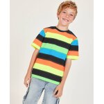 T - shirt gar�on en maille � rayures horizontales multicolore