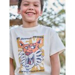 T - shirt gar�on manches courtes animaux �cru