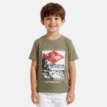 T shirt gar�on manches courtes imprim� kaki