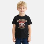 T shirt gar�on manches courtes imprim� noir
