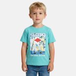 T shirt gar�on manches courtes imprim� plage turquoise