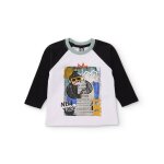 T - shirt gar�on manches longues en jersey � imprim� graphique blanc