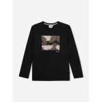 T - shirt gar�on manches longues noir / beige