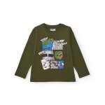 T - shirt garçon avec motif dinosaure style bande dessinée vert T - shirt garçon avec motif dinosaure style bande dessinée vert