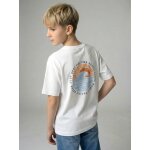 T - shirt gar�on motif devant / dos effet d�lav� �cru