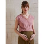 T - shirt de grossesse devant / dos en lin mlang vieux rose