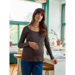 T - shirt grossesse manches longues en rib chocolat