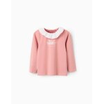 T - shirt avec imprim et col  volants rose