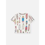 T - shirt imprim en coton beige
