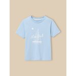 T - shirt imprim� gar�on - coton biologique bleu ciel / voilier
