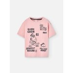 T - shirt avec imprim sur le devant et poche poitrine rose