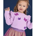 T - shirt en jersey b�b� fille � volants aux �paules et broderie papillons violet