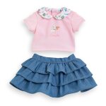 T - shirt et jupe � volants week - end � paris pour poupon 36 cm multicolore