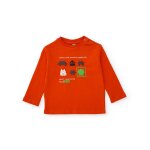 T - shirt en maille pour b�b� gar�on � manches longues et motif amusant orange