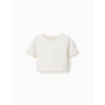 T - shirt en maille avec bordure en crochet blanc