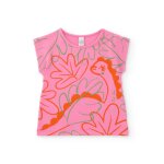 T - shirt en maille pour fille avec dinosaure d�coratif rose