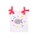 T - shirt en maille pour fille avec poisson sur le devant blanc