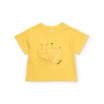 T - shirt en maille pour fille avec d�tail en relief et sequins jaune