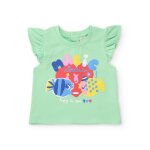 T - shirt en maille pour fille avec volants aux manches vert