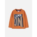 T - shirt en maille gar�on imprim� game on marron
