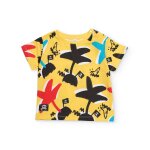T - shirt en maille pour gar�on avec imprim� int�gral jaune