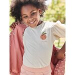 T - shirt manches boules fille motif fruit poitrine écru T - shirt manches boules fille motif fruit poitrine écru