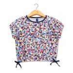 T - shirt manches courtes 100% coton fille imprime bleu