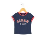T - shirt manches courtes 100% coton fille indigo