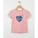 T - shirt manches courtes 100% coton fille rose