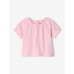 T - shirt manches courtes brod� rose p�le