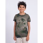 T - shirt manches courtes col rond pur coton nabane gar�on kaki