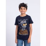 T - shirt manches courtes col rond pur coton noumick gar�on bleu marine