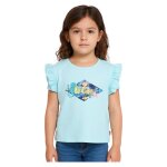 T - shirt manches courtes fille imprim� col rond bleu