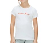 T - shirt � manches courtes fille script logo blanc