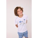 T - shirt manches courtes gar�on fond blanc imprime bleu