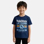 T - shirt manches courtes gar�on avec imprime colore marine