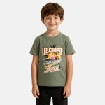 T - shirt manches courtes gar�on avec motif plage kaki
