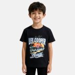 T - shirt manches courtes gar�on avec motif plage noir