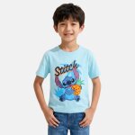 T - shirt manches courtes gar�on avec personnage lilo & stitch bleu