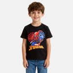 T - shirt manches courtes gar�on avec personnage spiderman noir