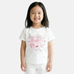 T - shirt manches courtes imprim�, col rond blanc