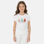 T - shirt manches courtes imprim�, col rond blanc