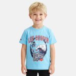 T - shirt manches courtes imprim�, col rond bleu ciel