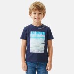 T - shirt manches courtes imprim�, col rond bleu marine
