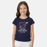 T - shirt manches courtes imprim�, col rond bleu marine