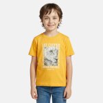 T - shirt manches courtes imprim�, col rond jaune moutarde