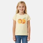 T - shirt manches courtes imprim�, col rond jaune p�le
