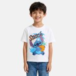 T - shirt manches courtes imprim�, col rond lilo & stitch blanc